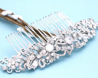 Rhinestone Floral Wedding Hair Comb: Rose Gold Bridal Hairpiece Wedding hair jewelry Bridal hair accessories Wedding hair clip Wedding comb