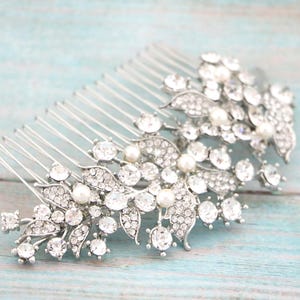 Accessoires pour cheveux en perles Peigne de mariage en argent Pièce de cheveux de mariée Bijoux de cheveux de mariage Peigne de mariée en strass Peigne de mariée en strass