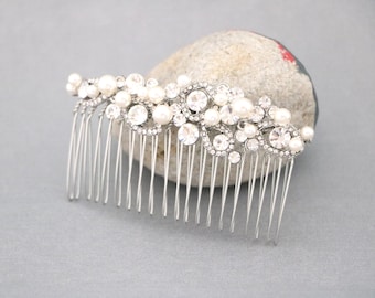 Silver Wedding comb Pearl Wedding hair clip Bridal hair jewelry Wedding hair accessories for bun Gold Wedding hair comb Rhinestone Bridal