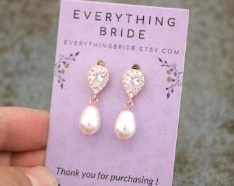 rose gold earrings wedding pearl chandelier earrings Cubic Zirconia Bridal Earrings Gold Crystal earrings Rhinestone earrings Bridal earring