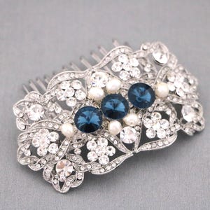Montana Crystal hair comb Silver Wedding hair jewelry Pearl Wedding hair comb Rhinestone Wedding hair clip Bridal hair comb Wedding comb