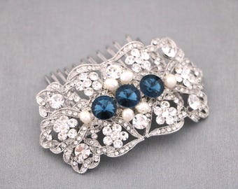 Montana Crystal hair comb Silver Wedding hair jewelry Pearl Wedding hair comb Rhinestone Wedding hair clip Bridal hair comb Wedding comb