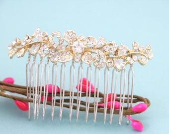 Bridal Crystal Hair Comb: Rhinestone Wedding Headpiece Wedding hair clip Bridal hair accessories Wedding hair comb Gold Bridal hair clip