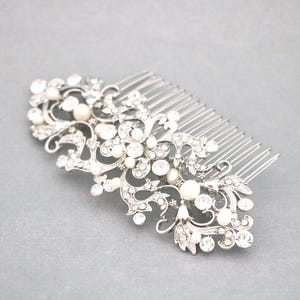 Braut Haarspange Silber Hochzeit Haarkamm Hochsteckfrisur Perlen Hochzeit Kamm Braut Haarschmuck für Dutt Kristall Braut Haarkamm Hochzeit Haarclip