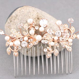 Pinza para el cabello de cristal, horquillas de oro rosa, accesorios para el cabello de boda, novia