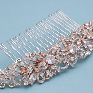 bridal hair comb silver,Gold,Rose gold Wedding hair accessories floral Wedding hair comb Crystal hair piece Wedding comb Bridal hair jewelry