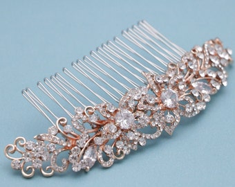 bridal hair comb silver,Gold,Rose gold Wedding hair accessories floral Wedding hair comb Crystal hair piece Wedding comb Bridal hair jewelry