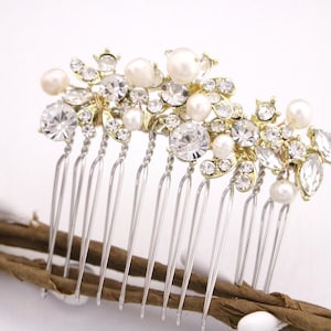 Gold veil clip Side bridal headpiece Rose gold Wedding hair comb Bridal hair accessories for bun Wedding hair clip Bridal hair comb hairpin