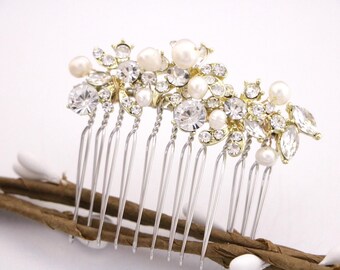 Gold veil clip Side bridal headpiece Rose gold Wedding hair comb Bridal hair accessories for bun Wedding hair clip Bridal hair comb hairpin