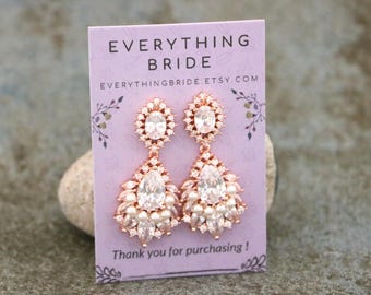 wedding chandelier earrings Rose gold wedding earrings dangle Pearl earrings Gold Rhinestone earrings Silver Bridal earrings CZ Bridesmaid