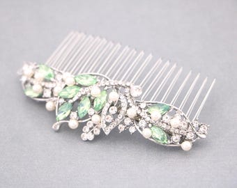 Pacific opal Wedding hair comb Side Bridal hair piece Wedding hair jewelry Navy blue Bridal hair clip Blue hair comb White opal Bridal comb