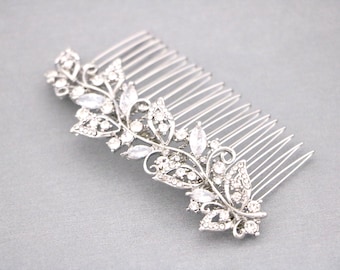 Gold Wedding comb Bridal hair piece Wedding hair clip Bridal hair accessories for bun Bridal hair comb Rhinestone Wedding hair piece Silver