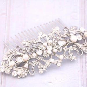 Wedding hair comb Silver Wedding hair piece Side Bridal hair comb Wedding hair accessories Bridal hair jewelry Wedding comb Pearl hair comb