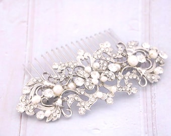 Wedding hair comb Silver Wedding hair piece Side Bridal hair comb Wedding hair accessories Bridal hair jewelry Wedding comb Pearl hair comb