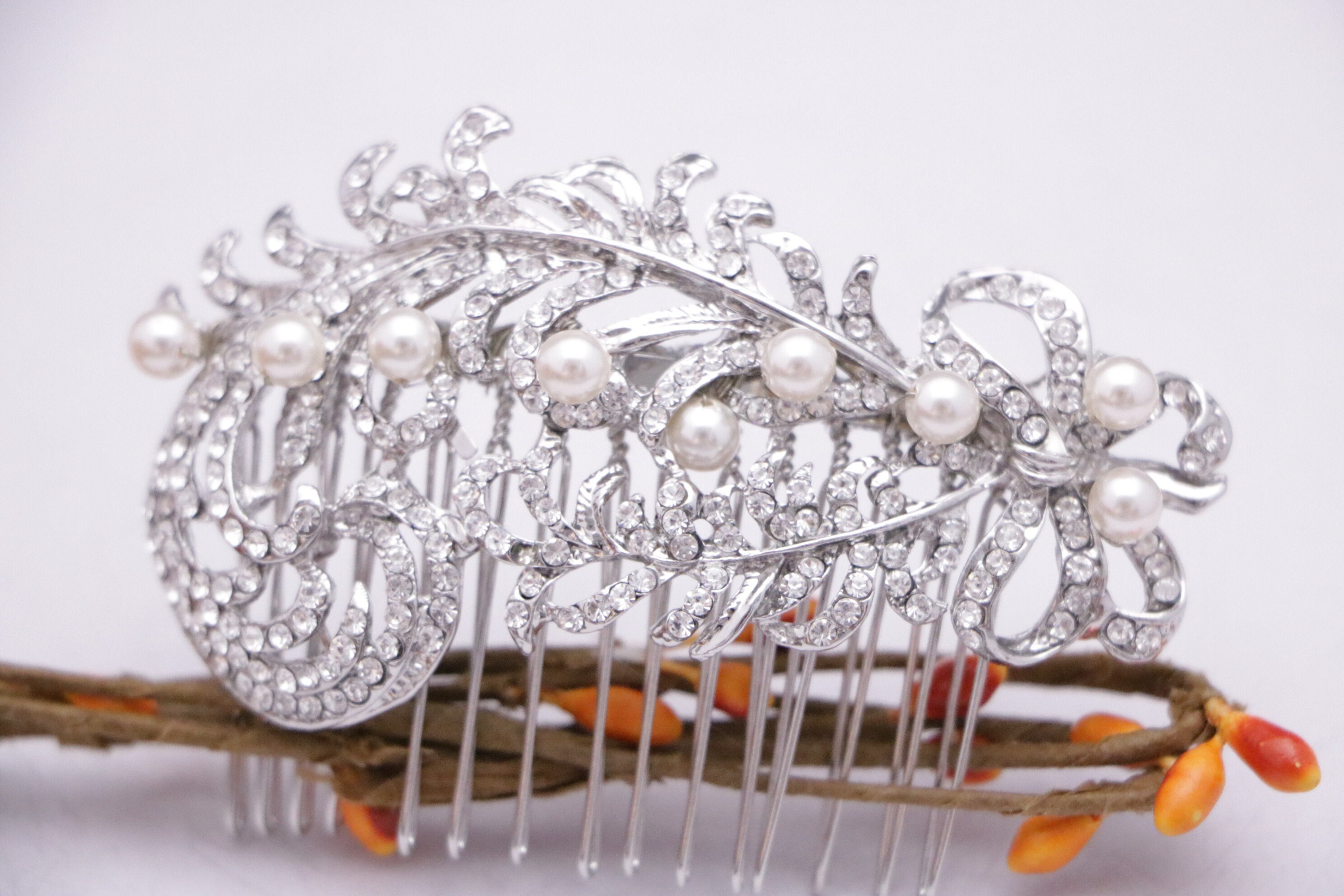Bridal Hair Combs Silver Crystal Hair Pins Wedding Hair Comb Pearl