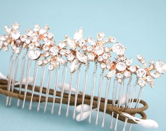 Crystal Wedding hair comb Large Wedding comb Bridal hair piece Wedding hair accessories for bun Gold Bridal hair comb Side Wedding headpiece