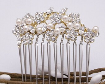 crystal hair piece bridal hair comb boho Gold veil comb Small Wedding hair comb Bridal hair jewelry Wedding hair accessories for bun Wedding