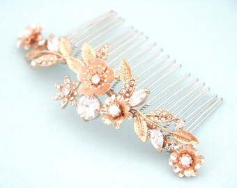 Rose gold Crystal hair comb Gold Wedding hair clip Silver Bridal hair accessories Wedding headpiece Bridal hair clip Wedding hair comb Large