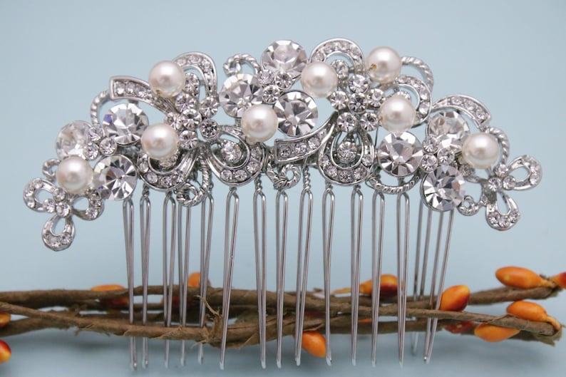 Bridal hair accessories pearl Wedding hair comb Crystal Bridal comb Wedding hair piece Rhinestone Wedding comb Boho Bridal hair comb Prom