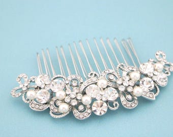 Pearl Wedding comb Side bridal headpiece Pearl drop Wedding earrings Bridal hair jewelry Wedding hair accessories for bun Bridal hair comb