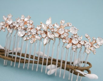 Rose gold Wedding hair comb Large or Small Wedding comb Gold veil comb Wedding hair Jewelry Bridal hair accessories for bun Bridal comb Side