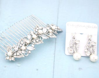 Pearl Silver Wedding headpiece Pearl drop Wedding hair comb Bridal hair clip Wedding hair piece Bridal hair jewelry Wedding hair accessories
