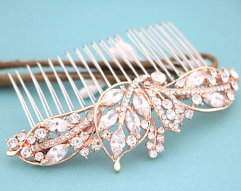 Gold Wedding comb Side Bridal headpiece Rose gold Wedding hair comb updo Silver Bridal hair comb Rhinestone Bridal comb Wedding accessories