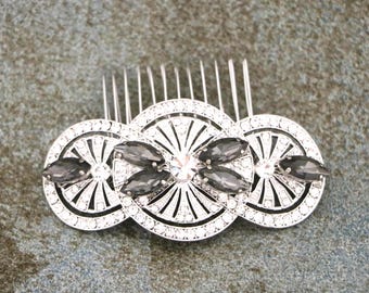 Blue Crystal Bridal Earrings Wedding hair clip Navy blue Wedidng hair comb Side Bridal comb Wedding hair jewelry Bridal blue comb Navy blue