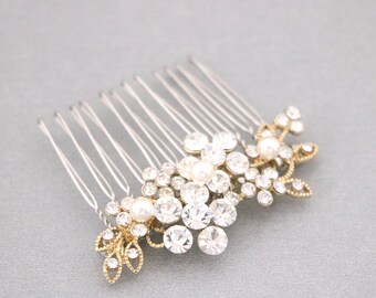 bridal side headpiece Gold Sparkle Crystal Hair Comb Wedding Hair Accessories for Bun Silver Bridal hair comb Side Wedding headpiece Bridal