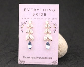 Sapphire Blue Bridal Earrings Gold Crystal earrings Navy Blue Bridal Jewelry earrings Silver Wedding earrings Rose gold Rhinestone earrings
