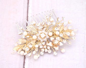 Rhinestone Bridal Hair Comb - Rose Gold Wedding Hair Jewelry Boho hair piece Wedding hair vine comb Bridal hair clip Wedding hair comb Gold