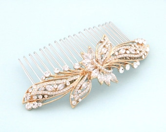 Gold Crystal Bridal Hair Comb, Rhinestone Wedding Accessory Rose gold Bridal hair clip Silver Wedding hair jewelry Bridal hair piece Wedding