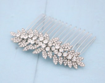 crystal comb bridal hair comb side Bridal headpiece Wedding hair accessories for bun Silver Wedding hair comb Gold veil comb Wedding hairpin
