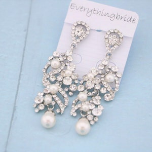 wedding earrings pearl drop Crystal earrings Gold wedding chandelier earrings Rose gold bridal earrings long Rhinestone earrings Pearl drop