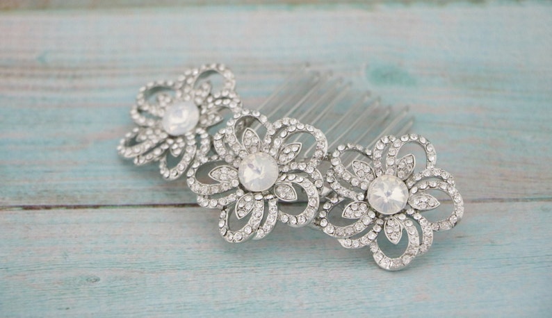 Opal /& Crystal Bridal Comb Petite Opal Bridal Comb Opal Wedding Comb Bridal Hair Comb Wedding Hair Comb Opal Comb Navy blue hair comb Boho