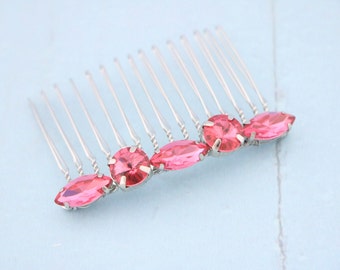 Pink Wedding hair comb Side bridal headpiece Wedding hair accessories for bun Wedding hair jewelry Navy blue hair comb Bridesmaid hair piece
