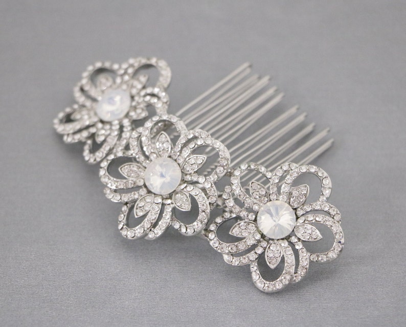 Opal /& Crystal Bridal Comb Petite Opal Bridal Comb Opal Wedding Comb Bridal Hair Comb Wedding Hair Comb Opal Comb Navy blue hair comb Boho