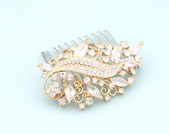 Gold Bridal hair clip Rhinestone headpiece Wedding hair accessories Bridal hair comb Rose gold hair comb Silver Wedding comb Side hair comb