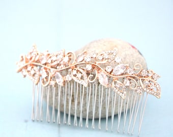 Boho Wedding hair comb Rose gold hair comb Wedding Bridal hair comb Crystal Hair Piece Wedding hair accessories Rose gold hair piece Crystal