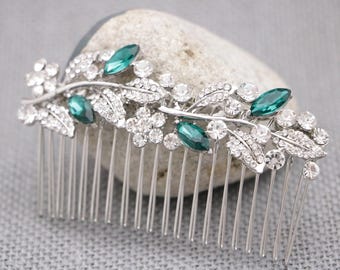 Silver bridal comb Bridal hair piece Blue bridal comb Gold Wedding hair comb Navy blue hairpiece Wedding hair jewelry Bridal hair comb Green