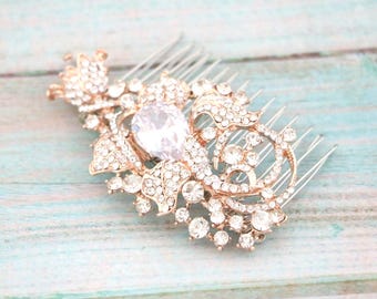 Rose gold Bridal hair clip Crystal hair comb Bridesmaid hair piece Wedding hair clip Bridal hair accessories Gold veil comb Silver hair comb