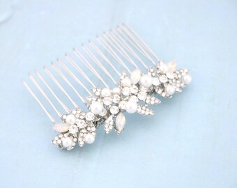 White and Gold Hair Comb Ivory pearl haircomb Navy blue Wedding hair comb Side Bridal headpiece Rhinesotne Bridal comb Green Rhinestone comb