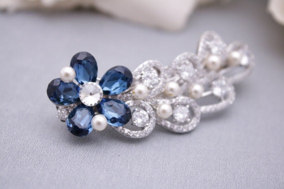 navy blue wedding hair accessories