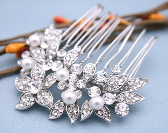 Bridesmaid Hair piece Silver Wedding hair comb Bridal hair jewelry Wedding hair clip Bridal hair comb Pearl Wedding hair clip Bridal comb