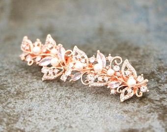 Rose gold Wedding hair accessories Pearl Wedding comb Gold veil clip Crystal hair piece Wedding hair jewelry Bridal hair comb Silver comb