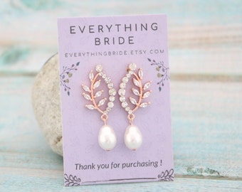 Gold Earrings Wedding Earrings Bridal Drop Earrings Rose Gold Earring Pearl Drop Earring Bridal Jewelry wedding earrings for mother of bride