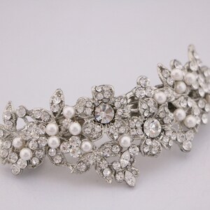 Bridal barrette hair clip Silver Wedding hair comb Pearl hair clip Wedding hair jewelry barrette headpiece Bridal hair comb hair barrette image 5