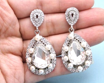 Earrings Crystal Drop Earrings Navy rhinestone bridal earrings Blue Crystal Bridal Earrings Dark Blue Earrings Wedding earrings Rhinestone