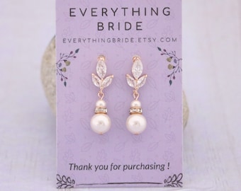 Boucles d'oreilles de mariage pour demoiselles d'honneur Pearl drop Boucles d'oreilles de mariée Cubic Zirconia Gold Drop boucles d'oreilles boucles d'oreilles en or rose bijoux de mariage boucles d'oreilles