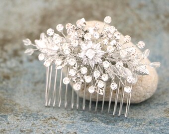 Rhinestone Bridal Hair Comb Silver Wedding Hair Piece Gold veil comb Crystal headpiece Bridal hair clip Wedding hair comb Rose gold haircomb